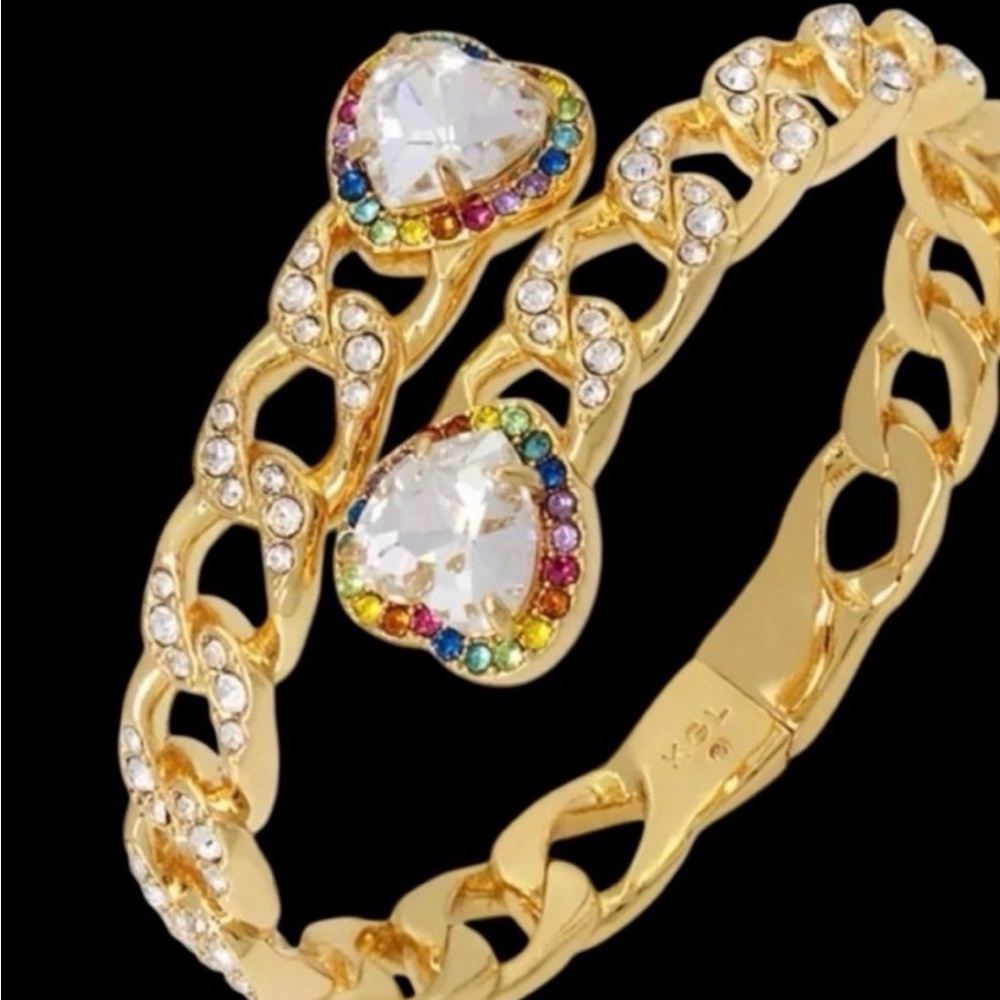 New KURT GEIGER LONDON
Rainbow Crystal Heart  Chain Bypass Bangle Bracelet - Picture 7 of 13